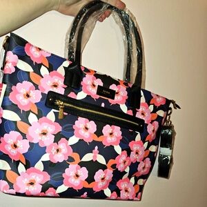 Trina Turk Blue with Pink Flowere Large Tote NWT